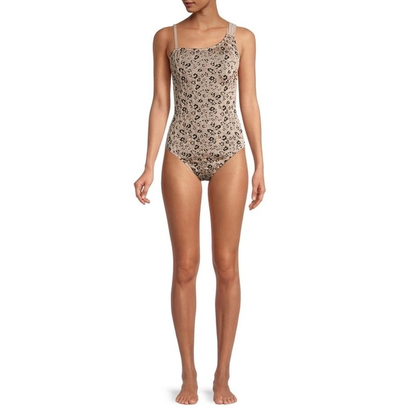Time and Tru Women's Leopard Jacquard One-Piece Swimsuit - Picture 15 of 16